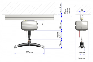 OpeMed OT 200 Ceiling Hoist Dimensions