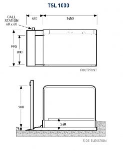 MMS Medical TSL 1000 Terry Step Lift Dimensions